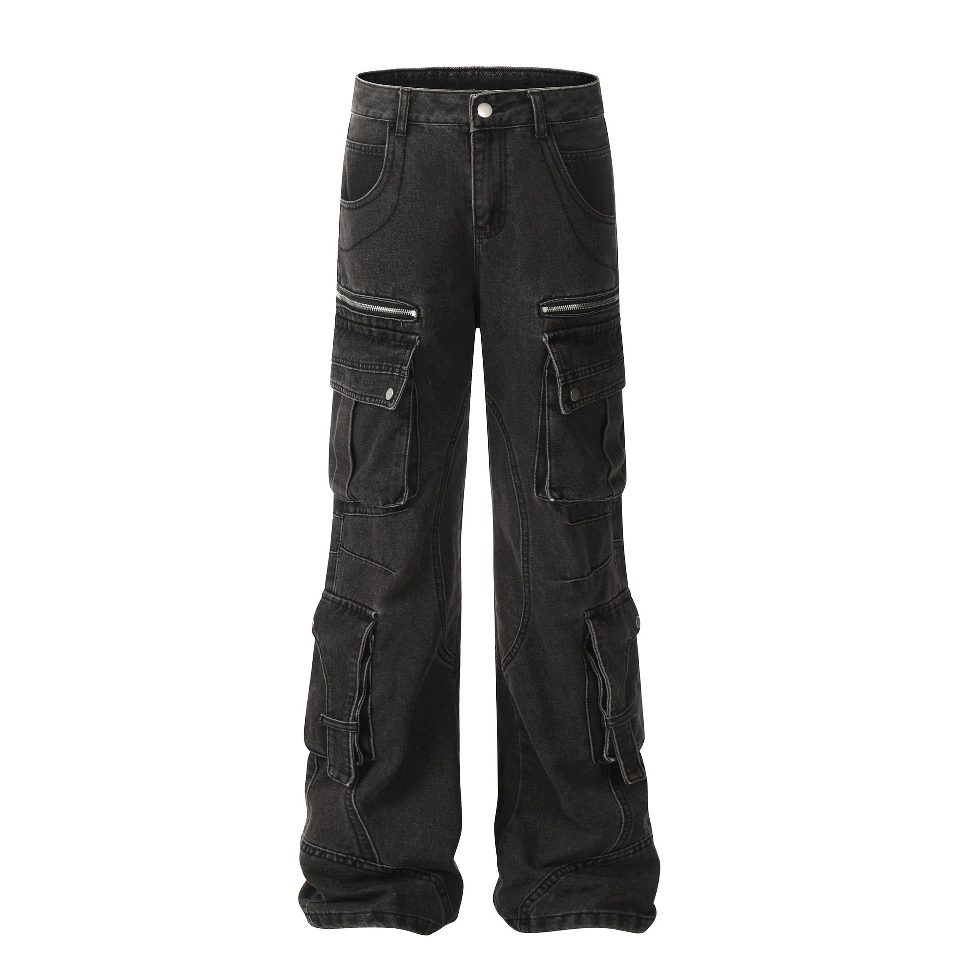 New Multi-Pocket Work Jeans Couple Pants