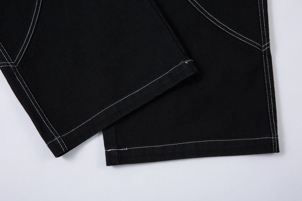 New Spring Flame Embroidery Raw Jeans