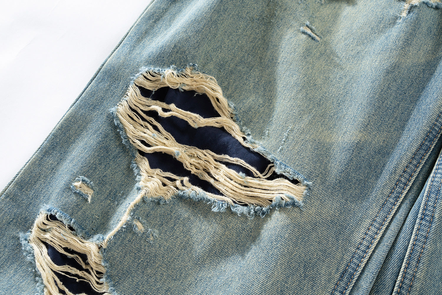 New Retro Loose Street Beggar Tassel Ripped Jeans